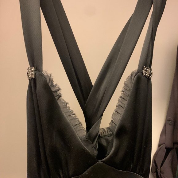 Silky looking Cross Back Black Dress size 2 - ABS by Allen Schwartz - Picture 2 of 6